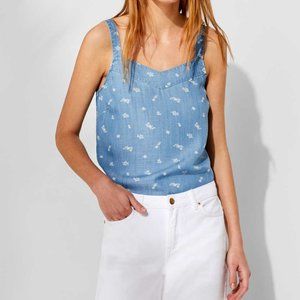 EDC floral denim top tank with back detail 100% lyocell